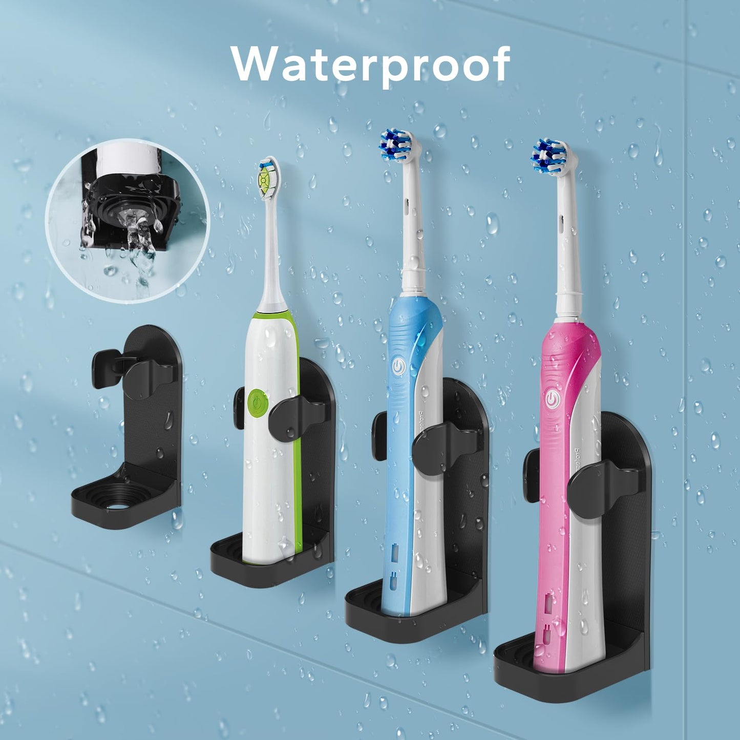 HOMMAND 2 Pack Electric Toothbrush Holder, Strong Adhesive Electric Toothbrush Holder Wall Mounted