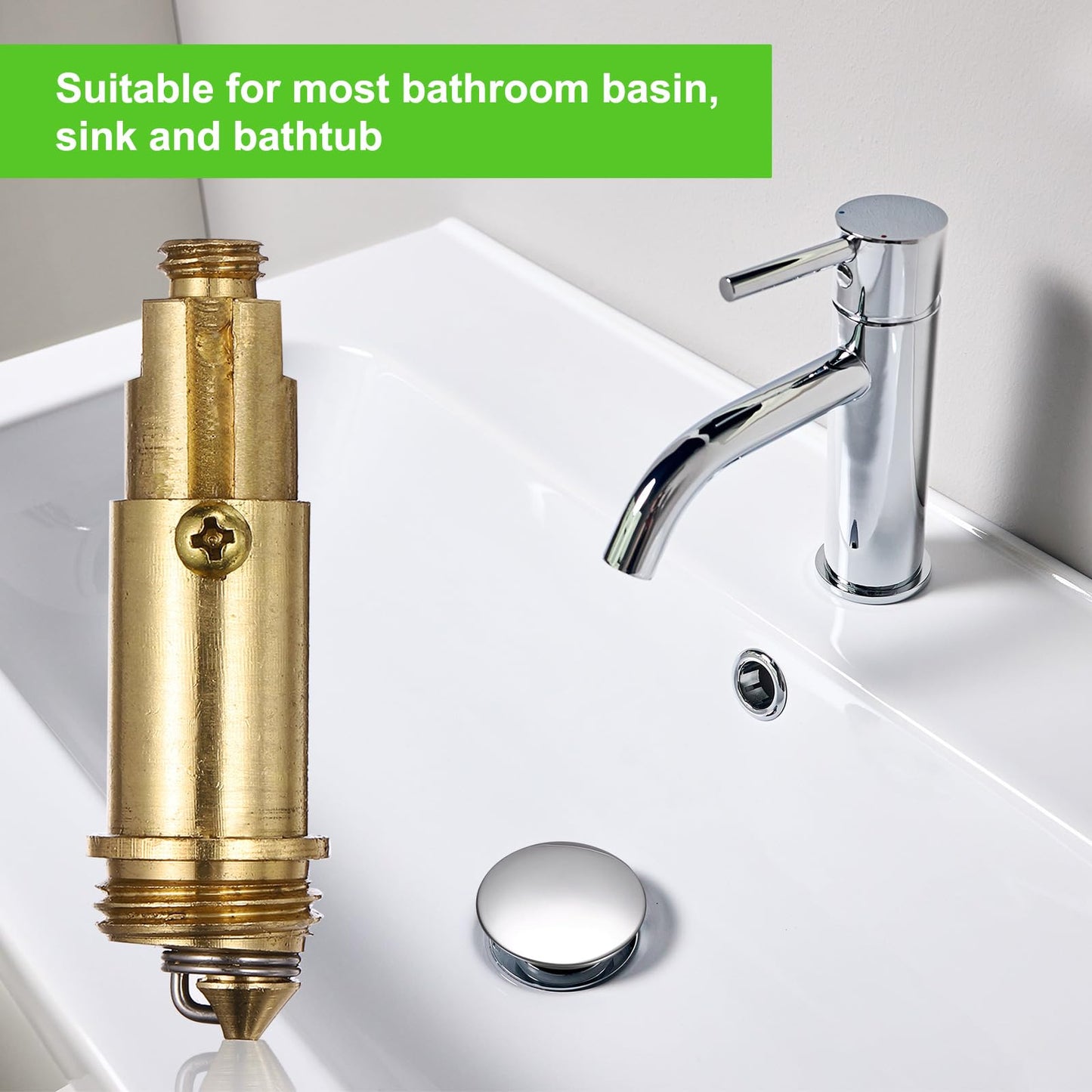 sourcing map Basin Sink Clicker, Replacement Sink Basin Clicker Brass Push Spring Plug for Home Bathroom Bathtub Sinks Drain Stopper