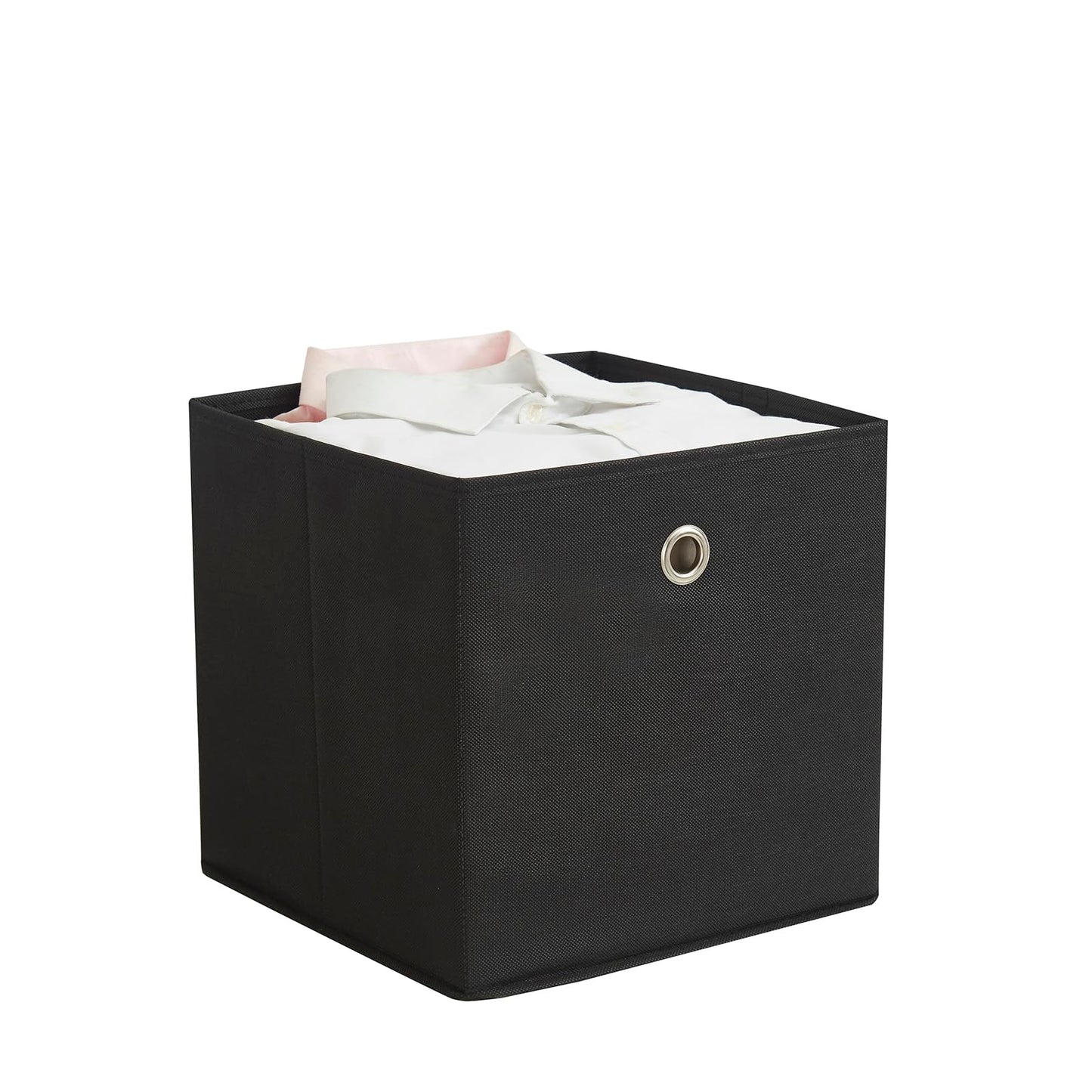 Webeasy 6-Pack Black Canvas Storage Boxes - Foldable Cube Organizers with Eyelet Handles, 28x28x28cm for Home, Office & Nursery