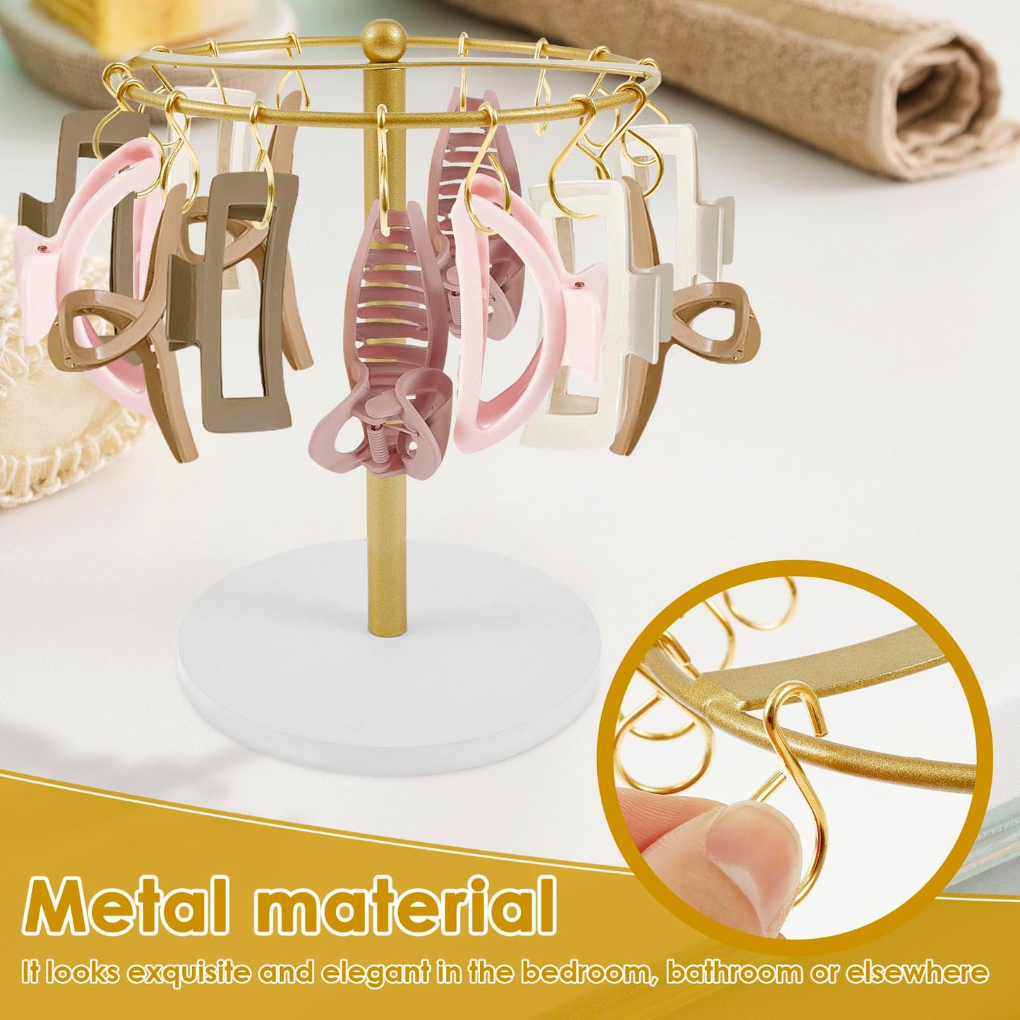 Claw Clip Holder Metal Hair Clip Organiser Space Saving Hair Accessories Display Stand Reusable Large Capacity Claw Clip Storage Rack for Living Room