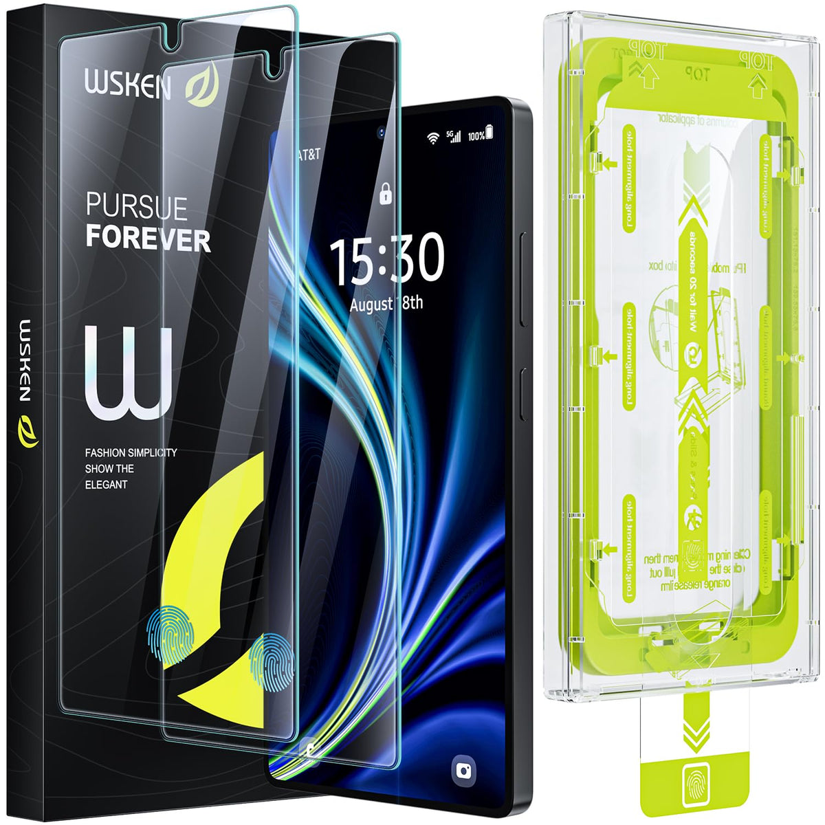 WSKEN for Samsung Galaxy S25/S24 Screen Protector - Fingerprint Unlock Support Auto Dust RemoveFull Screen HD Tempered Glass Bubble