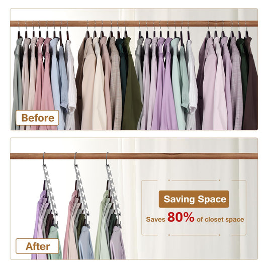 Sindax 20pcs Magical Space Saving Hangers, Stainless Steel Hangers for Clothes, Portable Closet Wardrobe Storage Organiser for Trouser Coat and Suits