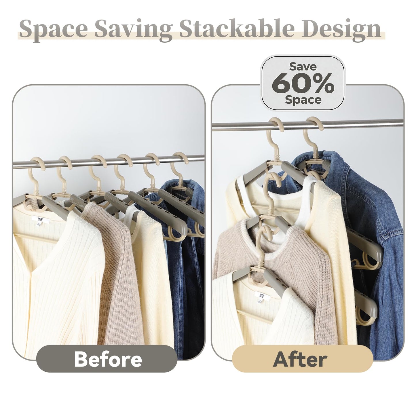 BonDream 6-Pack Heavy Duty Plastic Extra-Wide Arm 15"-23" Suits Clothes Hangers with Swivel Hooks,Perfect for Coat,Jacket,Dress,Shirt,Trousers or