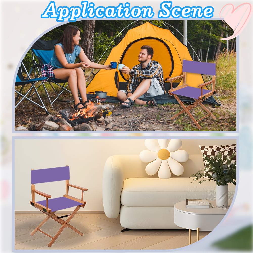 GORGECRAFT 1 Set Director Chair Canvas Replacement Kit 21x8-16 Inch Directors Chairs Medium Purple Casual Seat Back Cloth Covers with Wood Stick for