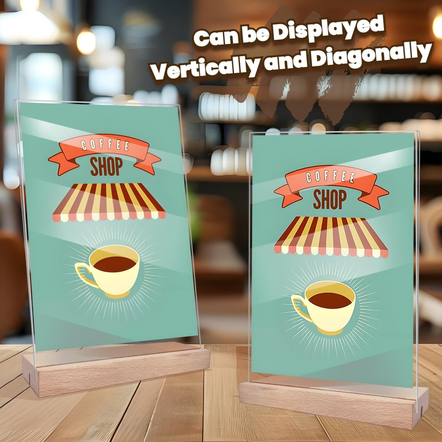 A4 Acrylic Sign Holder Wooden Base, A4 Acrylic Sign Holder Double-Sided