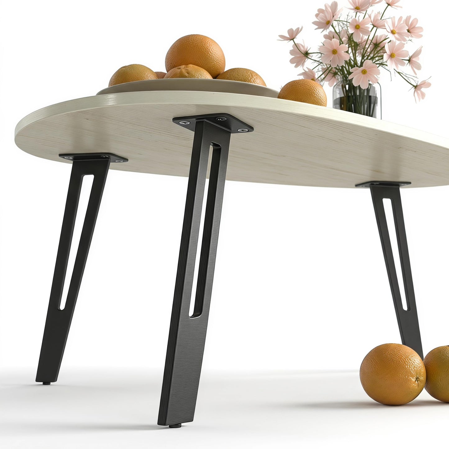 Manora White Oval Coffee Table Scandinavian Metal Legs 100x55x43cm