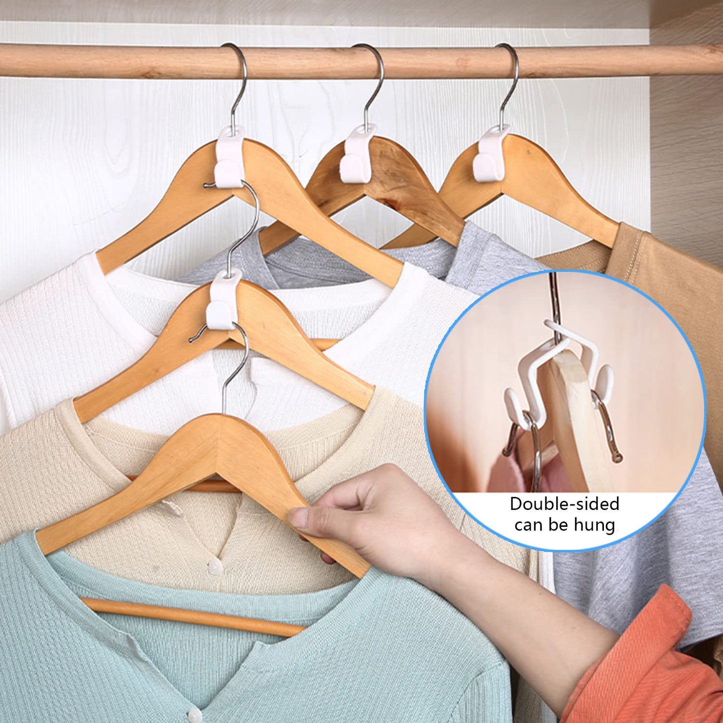 50 Pack Clothe Hanger Connector Hooks, Multi-Layer Stackable Hanger, White