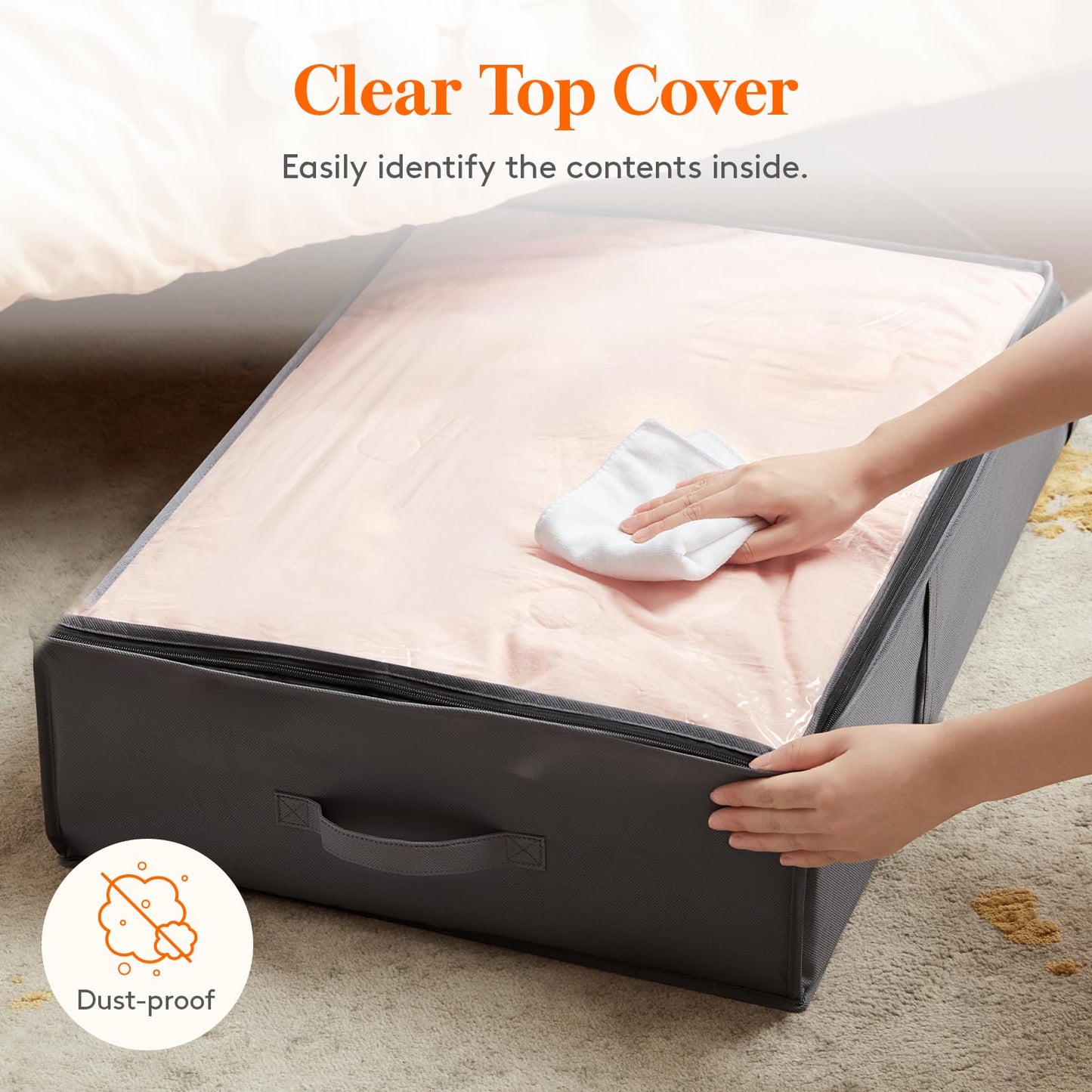 Lifewit 3 Pack 40L Under Bed Storage, Underbed Storage Boxes with lid Clothes Storage Bag Wardrobe Storage Organiser with Reinforced Handle