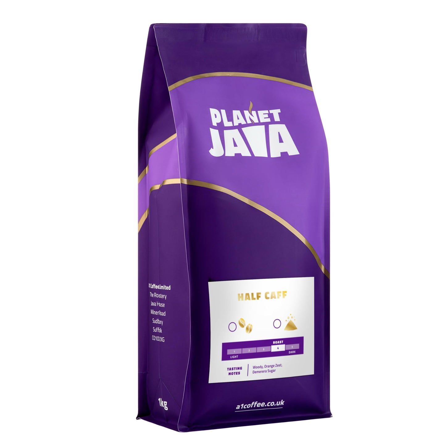 A1 Coffee Planet Java Half Caff Low Caffeine Coffee Beans (1kg) - Hand Roasted