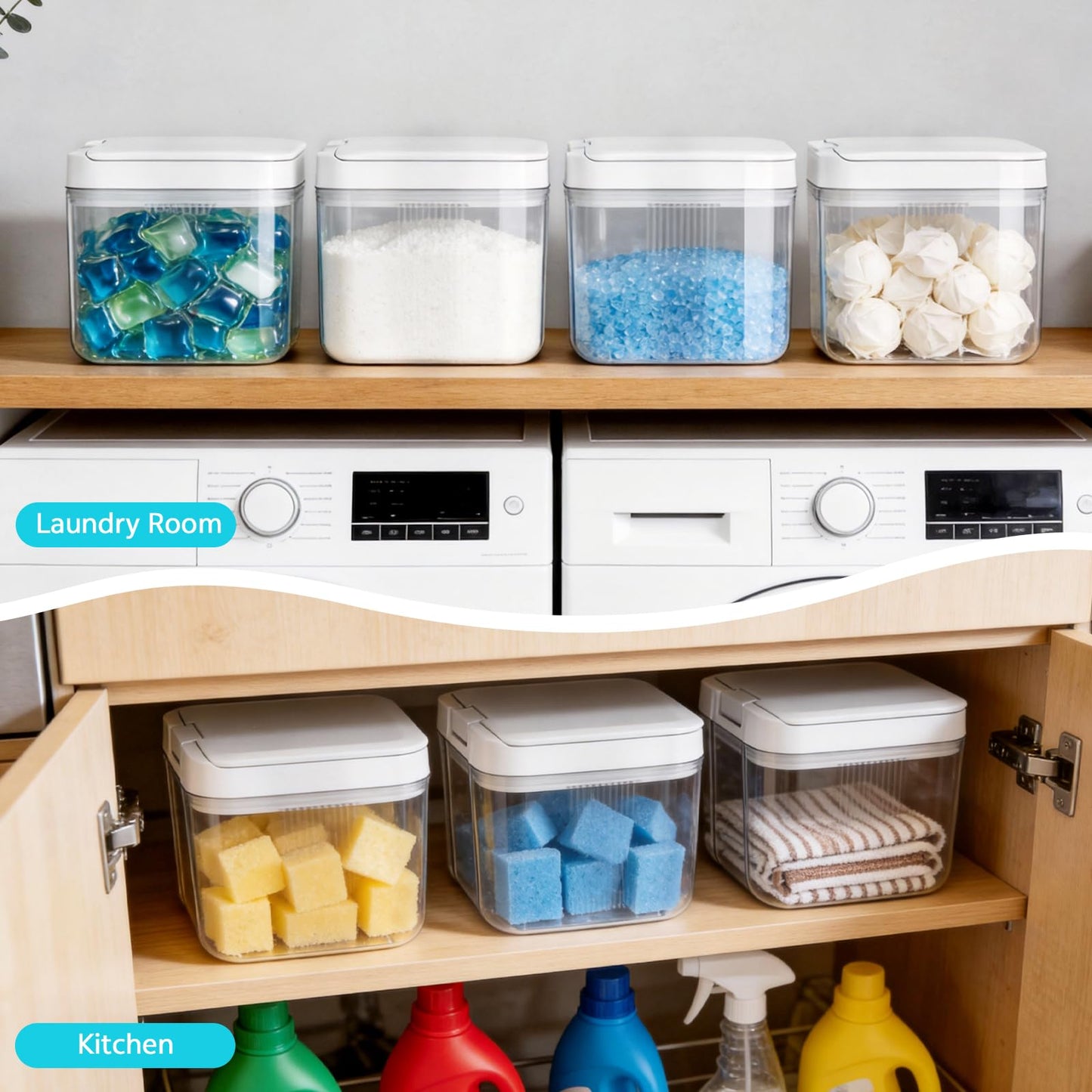 Yimomoyi Laundry Pods Container with Press-and-Pop Lid