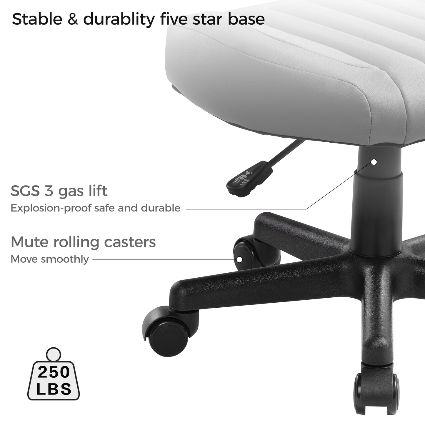 EUREKA ERGONOMIC Height Adjustable Under Desk Footrest,Ultra Soft Padded Roller Seat PU Leather Low Round Rolling Stool Floor Stool with Wheels,Ideal