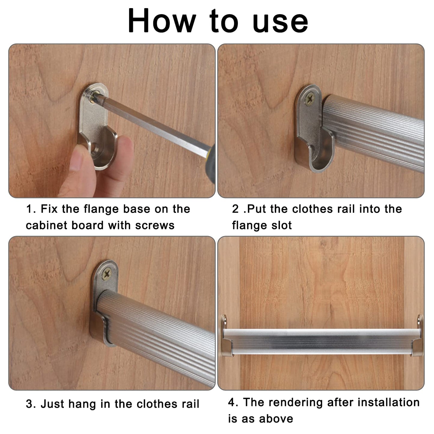 Oval Wardrobe Hanging Rail Rod Pole Socket, Stainless Steel Pipe Bracket, Wall Mount End Supports for Closet Curtain 16mm (20Pcs)