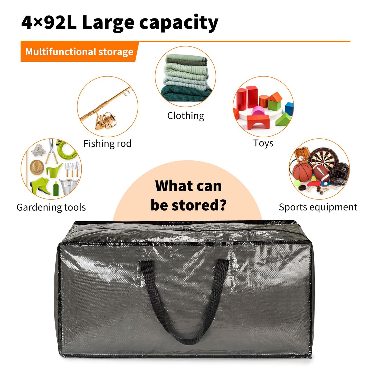 4 Pack Extra Large Heavy Duty Storage Boxes with Lids for Moving House, Big Folding Strong Moving Containers Box Bag for Clothes Underbed