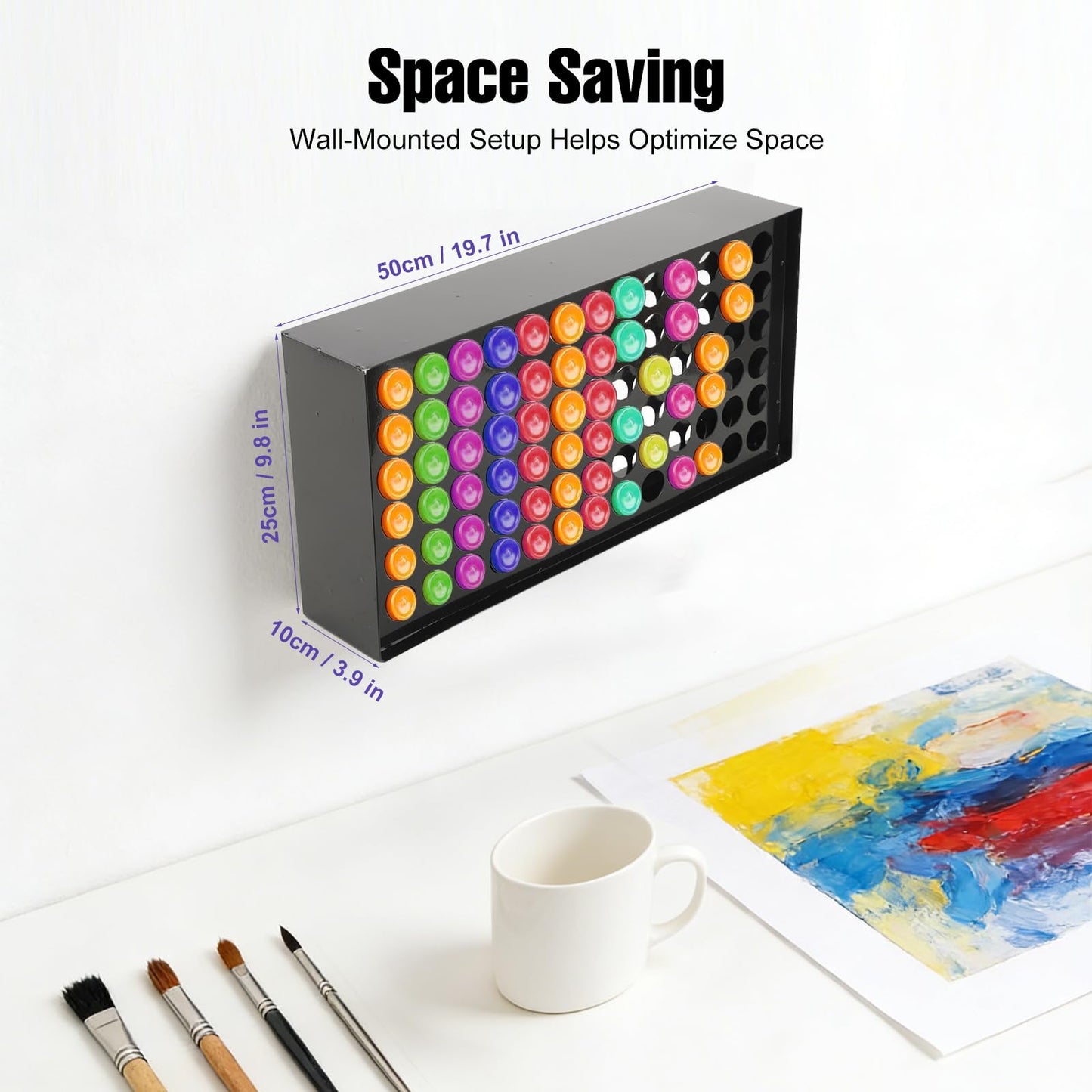 Lfhelper Tattoo Station Organiser - Wall-Mounted Pigment Ink Tattoo Holder for 78 Bottles, Pigment Bottle Rack for Tattoo Shops, Nail Salons