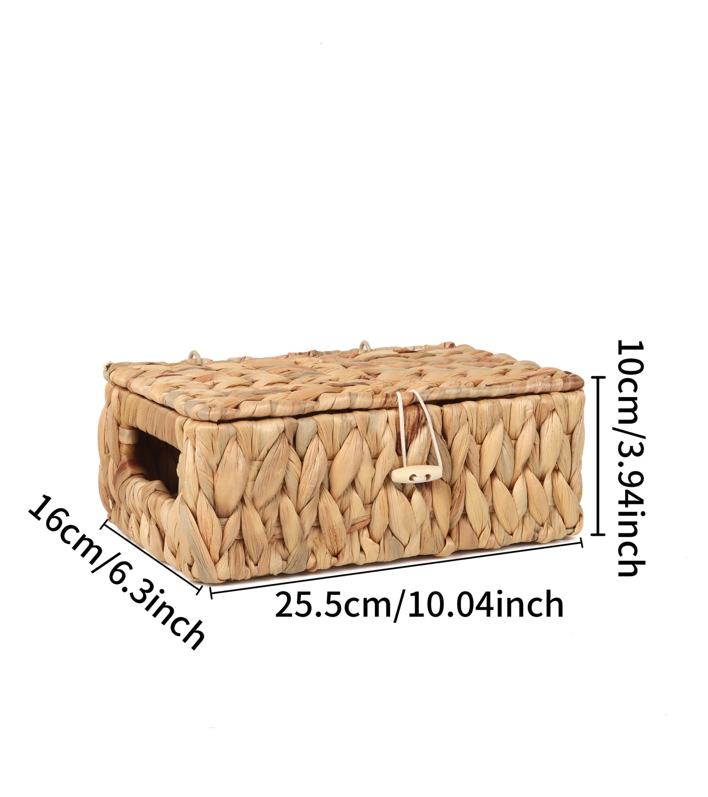 FEIALNDUO Wicker Shelf Baskets with Lid, Seagrass Storage Hamper Basket Bins Rectangular Box for Home Desktop Organizer (Natural, X-Small)