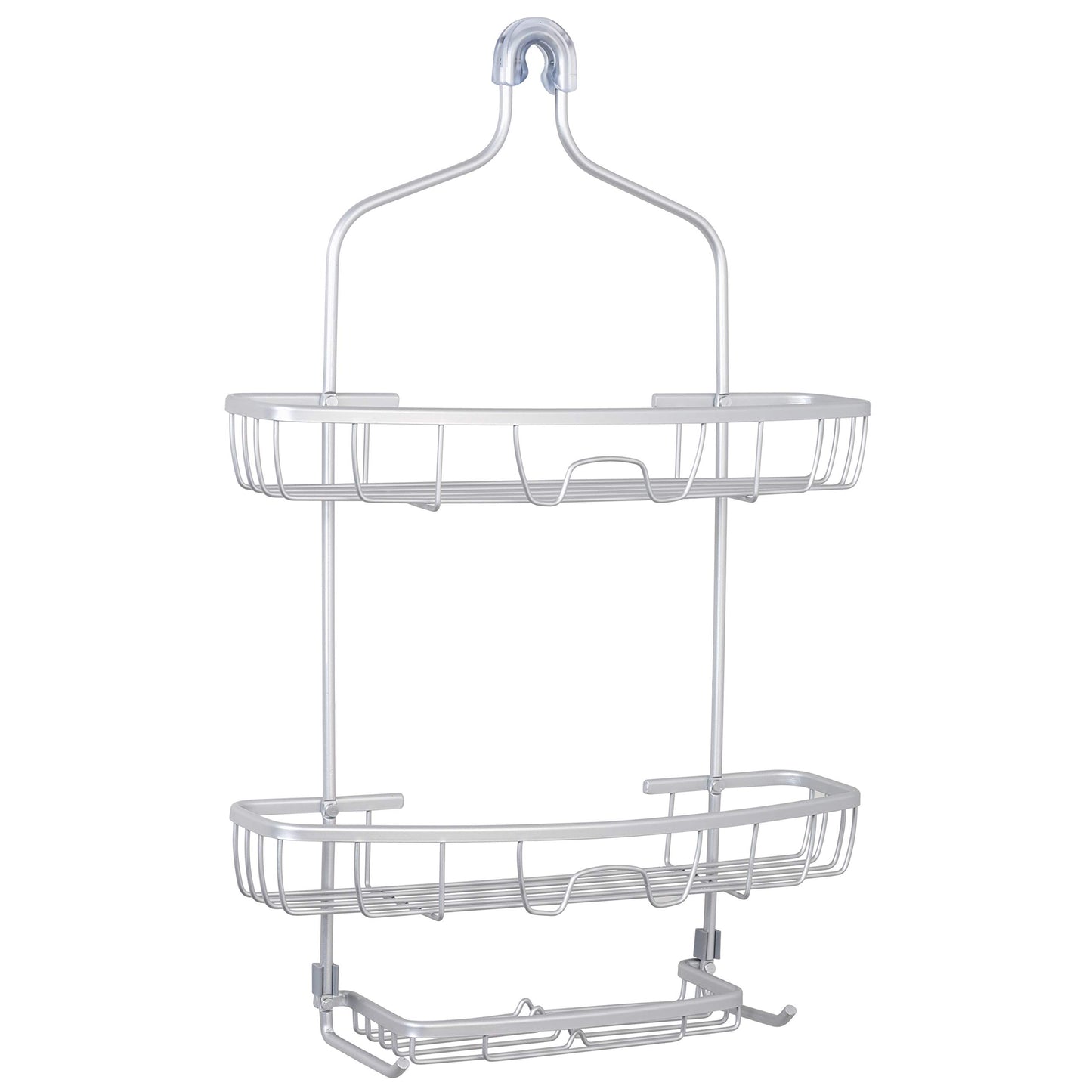 Zenna Home NeverRust Rustproof Shower Caddy, 2 Shelves and Soap Tray, Aluminum, Satin Chrome, 2-Shelf, Extra Wide