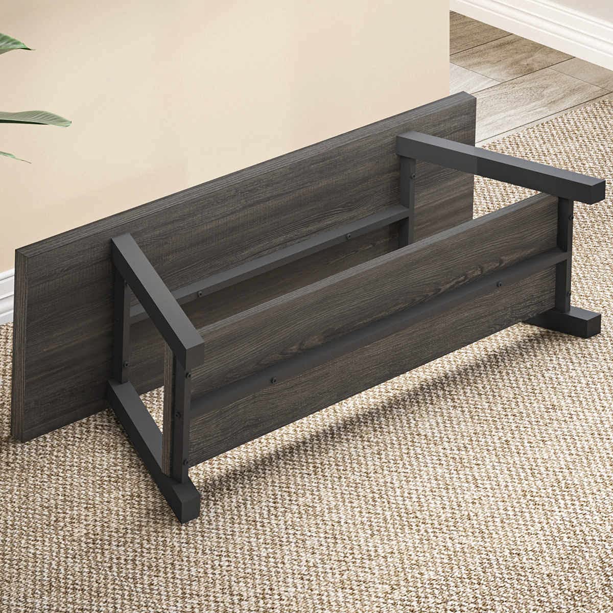LVB Shoe Storage Bench Entryway Benches for Hallway 120cm Dark Oak