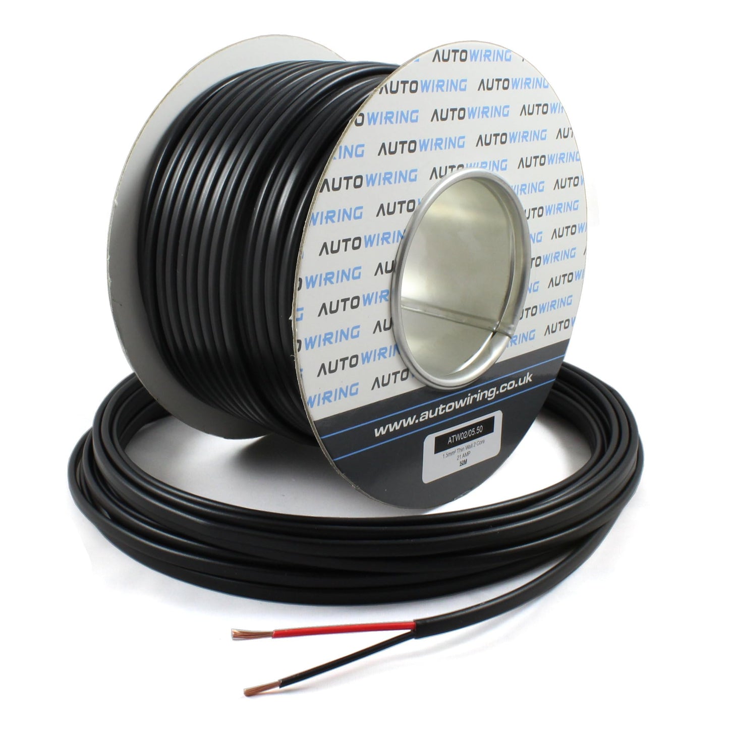 Automotive FLAT Twin 2 Core Cable 12v 24v Thin Wall Wire (21 AMP Rated 1.5mm?) 10/30/50/100 Metre (10 Metre Coil)