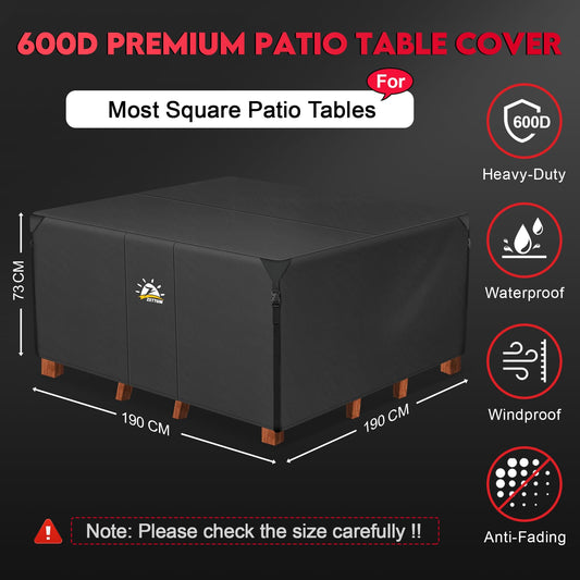 Zettum 190x190x73cm Garden Furniture Covers Cube 600D Heavy Duty Covers for Outside Garden Furniture, Patio Table & Chairs Furniture Covers