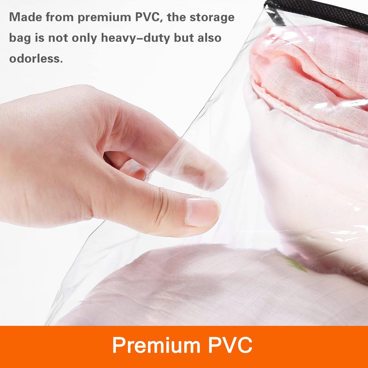 Vieshful 3 Pack Clear Comforter Storage Bag, 40L + 60L + 90L Clothes Storage Bag with Zipper Closet Organizer