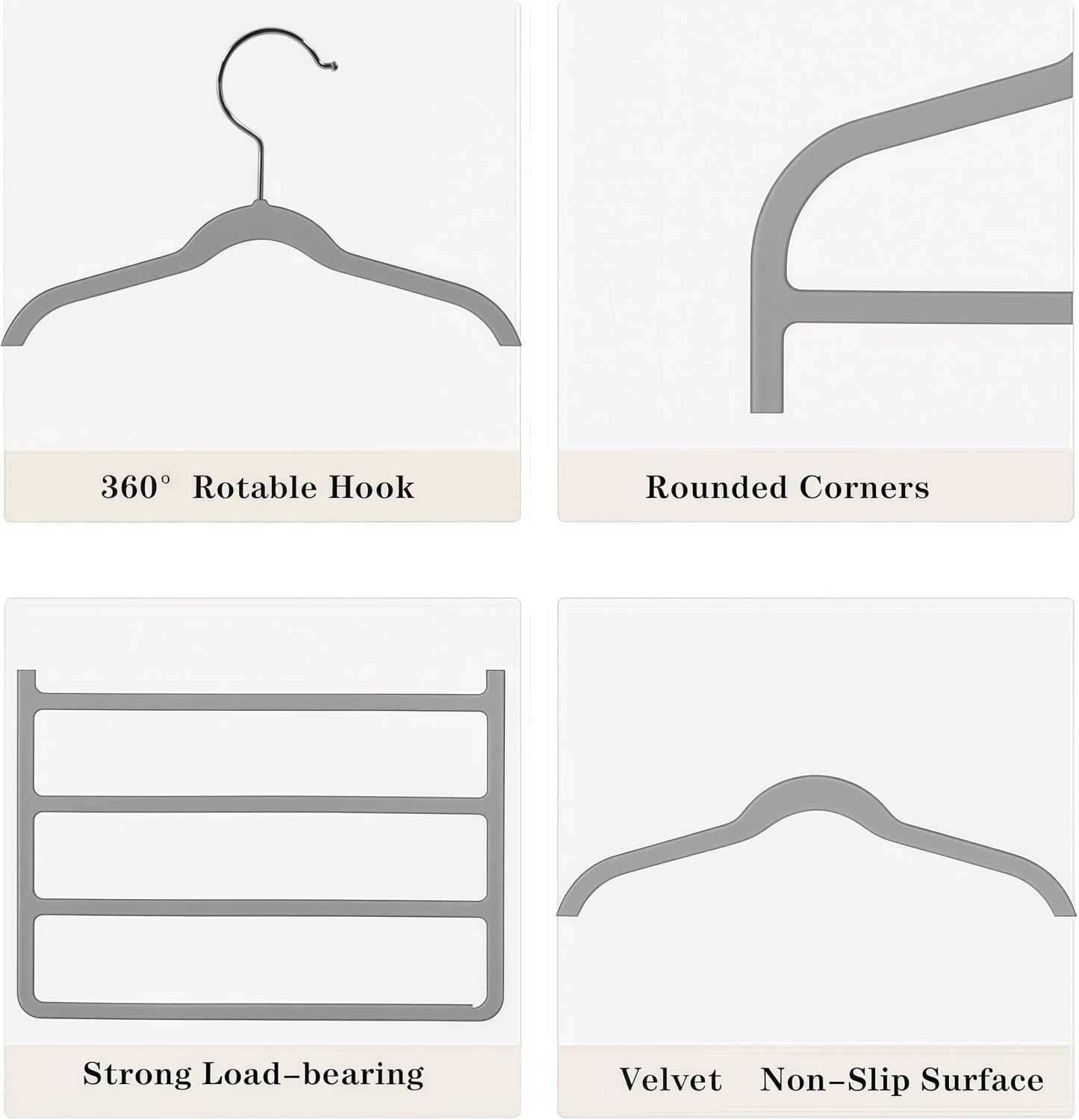 Trouser Hanger Space Saving Clothes Velvet Hanger with 4 Layers Slacks