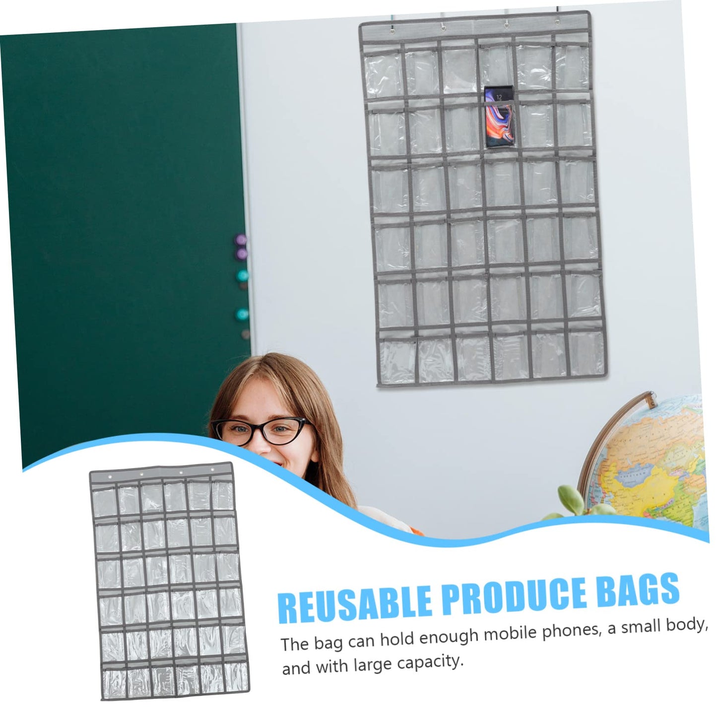 STOBOK Hanging Bag Jewelry Storage Wall Door Organizer Pocket for Classroom Office Phone Accessories Small Items