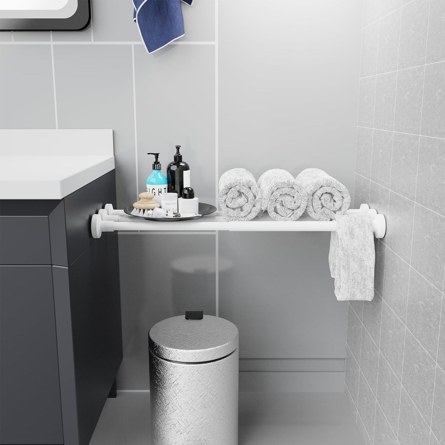 WELDUN Extendable Shower Curtain Tension Rod 48-118CM No Drill Rod