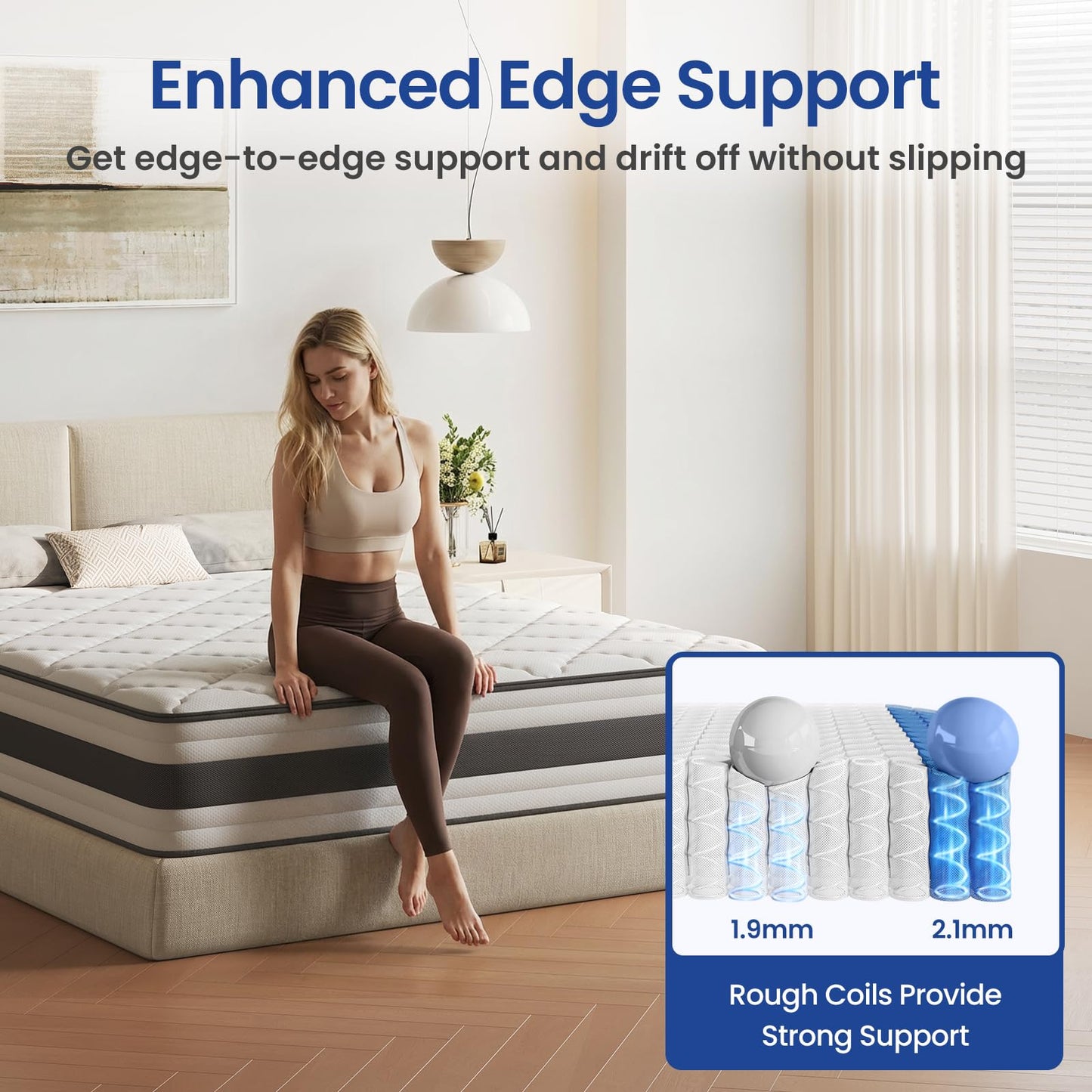BedStory Double Mattrress 4FT6, 10.3 Inch Pocket Sprung Hybrid Mattress for Pressure Relief & Back Pain Relief – Medium Firm 135x190x26 cm