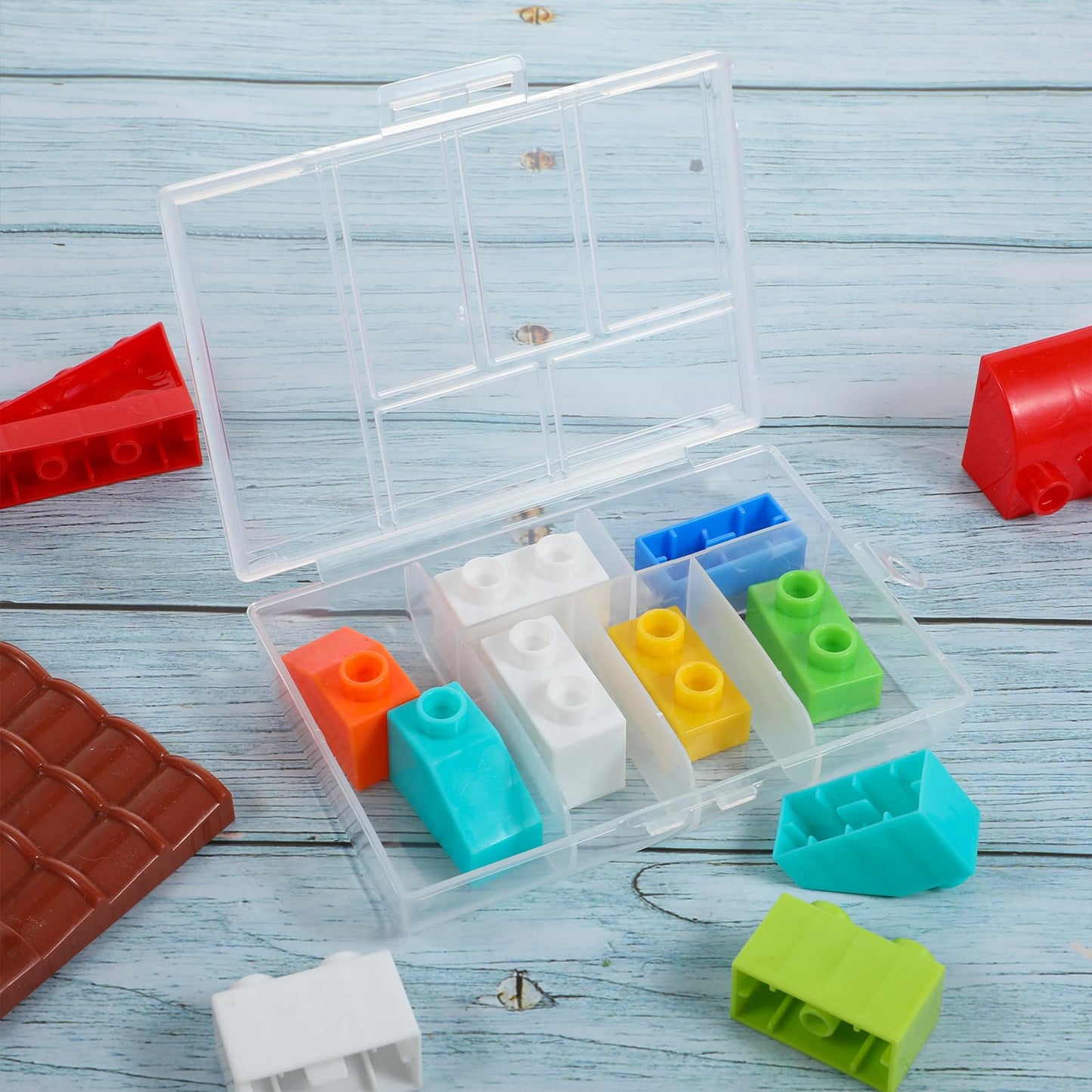 Bruislard 2 Pcs 6 Grids Clear Plastic Storage Box with Dividers, Bead Storage Box Compartment Storage Boxes for Bead Jewelry Screws Small Items DIY