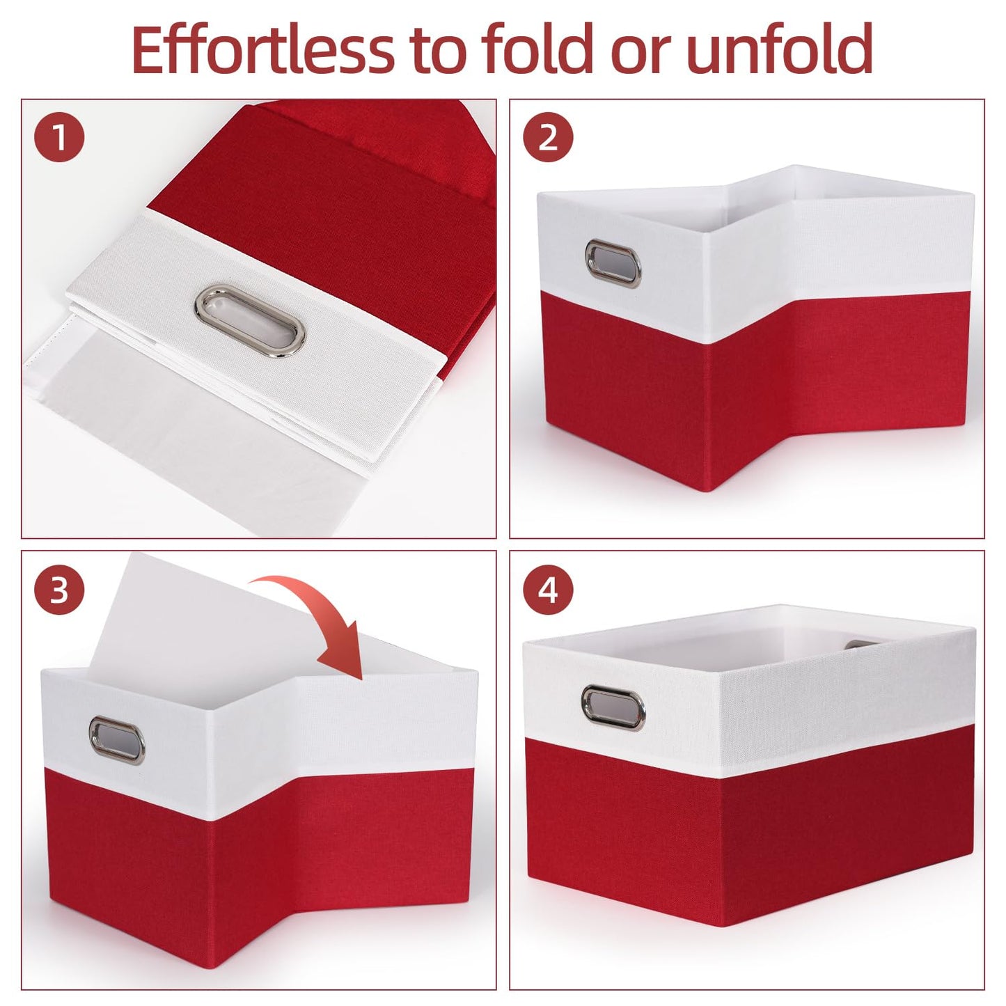 BinWhiz 3 Pack Clothing Storage Bins, Rectangle Large Storage Baskets with Metal Handle, Collapsible Storage Organiser Bins