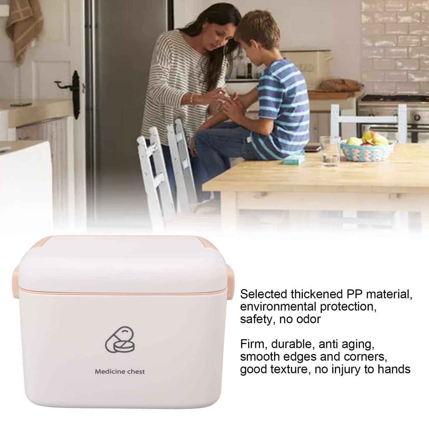 LiebeWH Medicine Box Organizer Family Large Plastic Medicine Storage Box with Removable Tray First Aid Box Emergency Medicine Container (Type B)