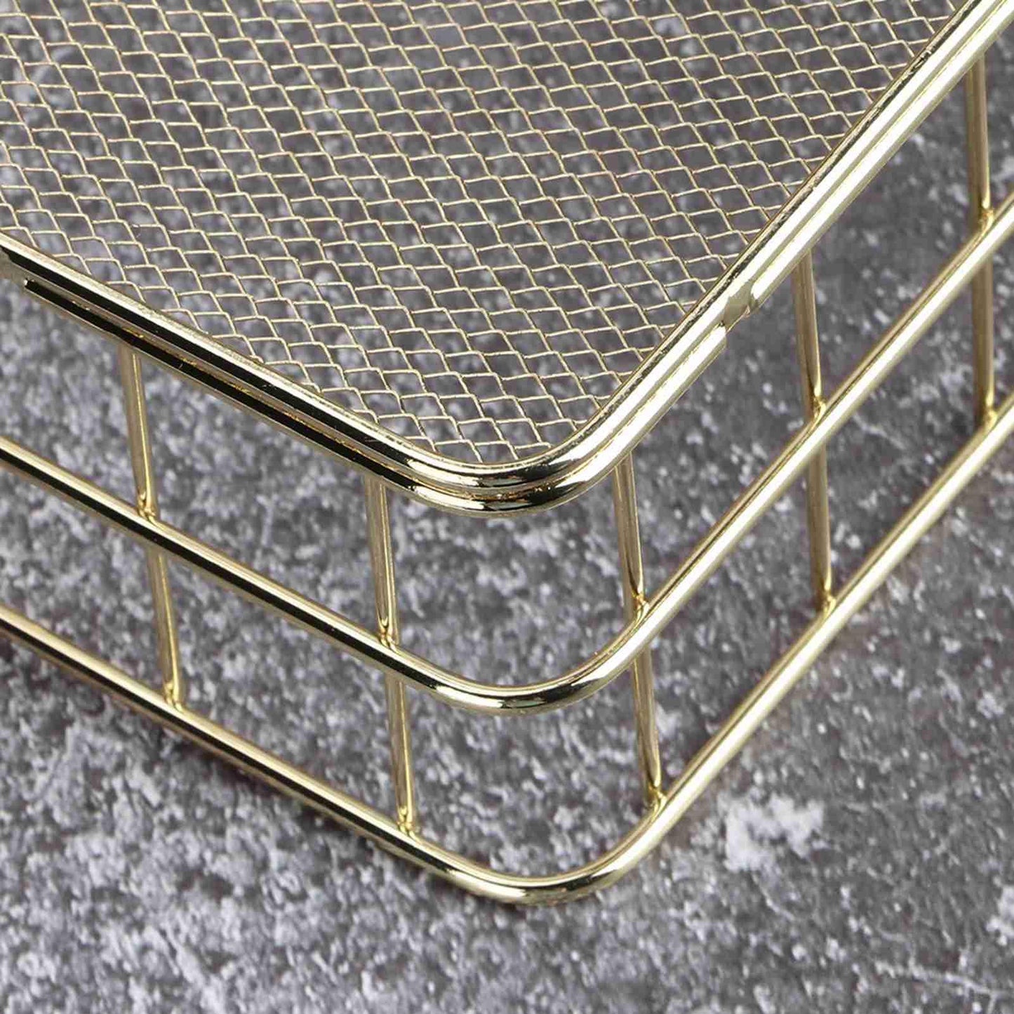 WGFOIP Metal Wire Mesh Storage Basket, Golden Iron Desktop Organizer with Sturdy Wrought Iron Construction