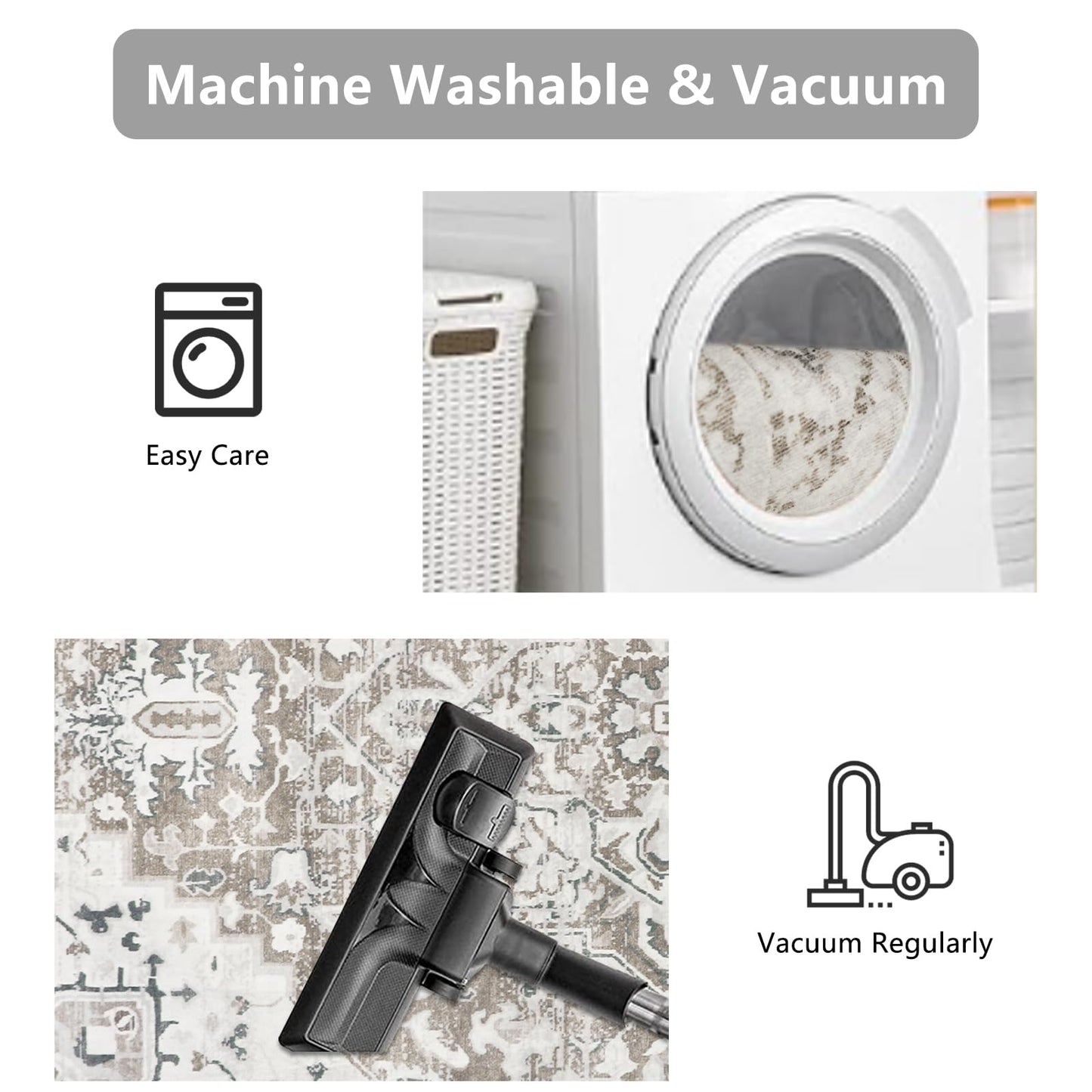 Famibay Rugs Living Room Large 160X230 Machine Washable Soft Short Pile Area Rugs Vintage Traditional Bedroom Carpet Non Slip Non Shedding for Home