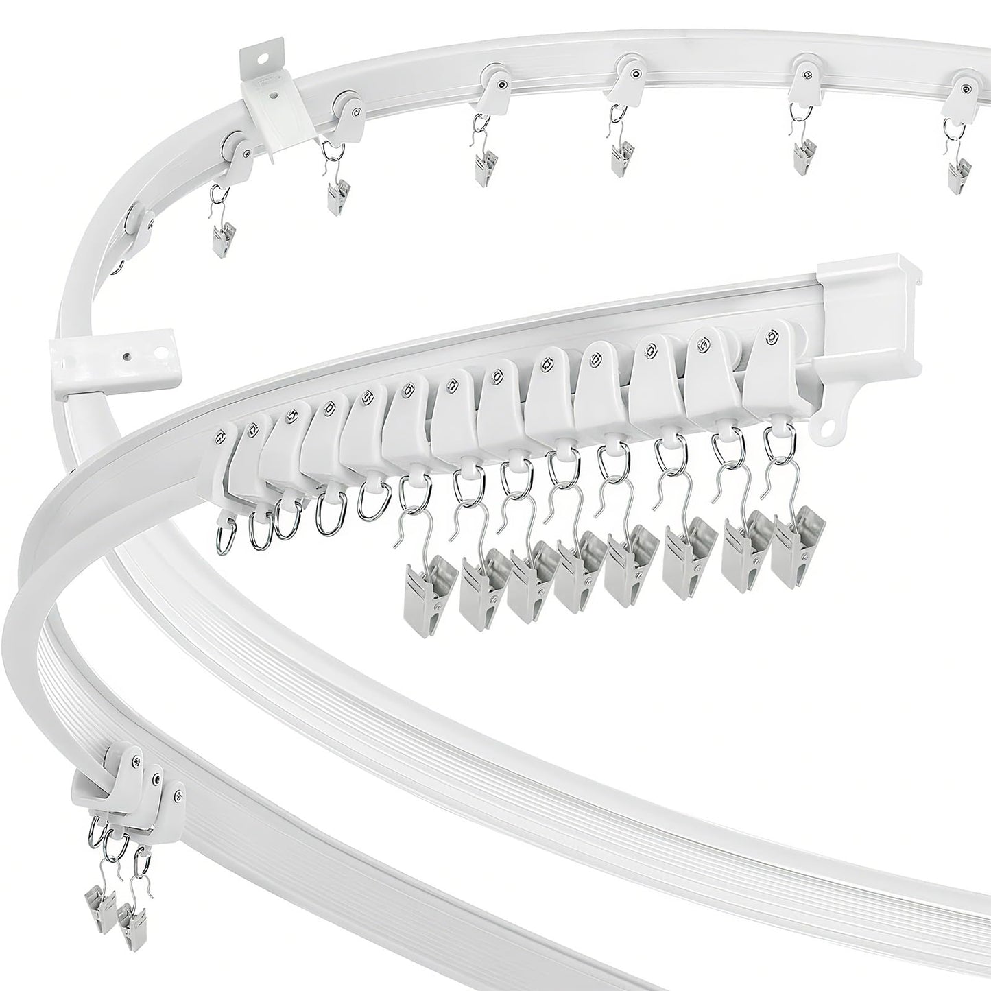 3.65m Ceiling Curtain Track,Flexible Bendable Curtain Rail Wall Mounted Plastic Curved Sliding 12Ft Ceiling Tracks Set System for Bay Window