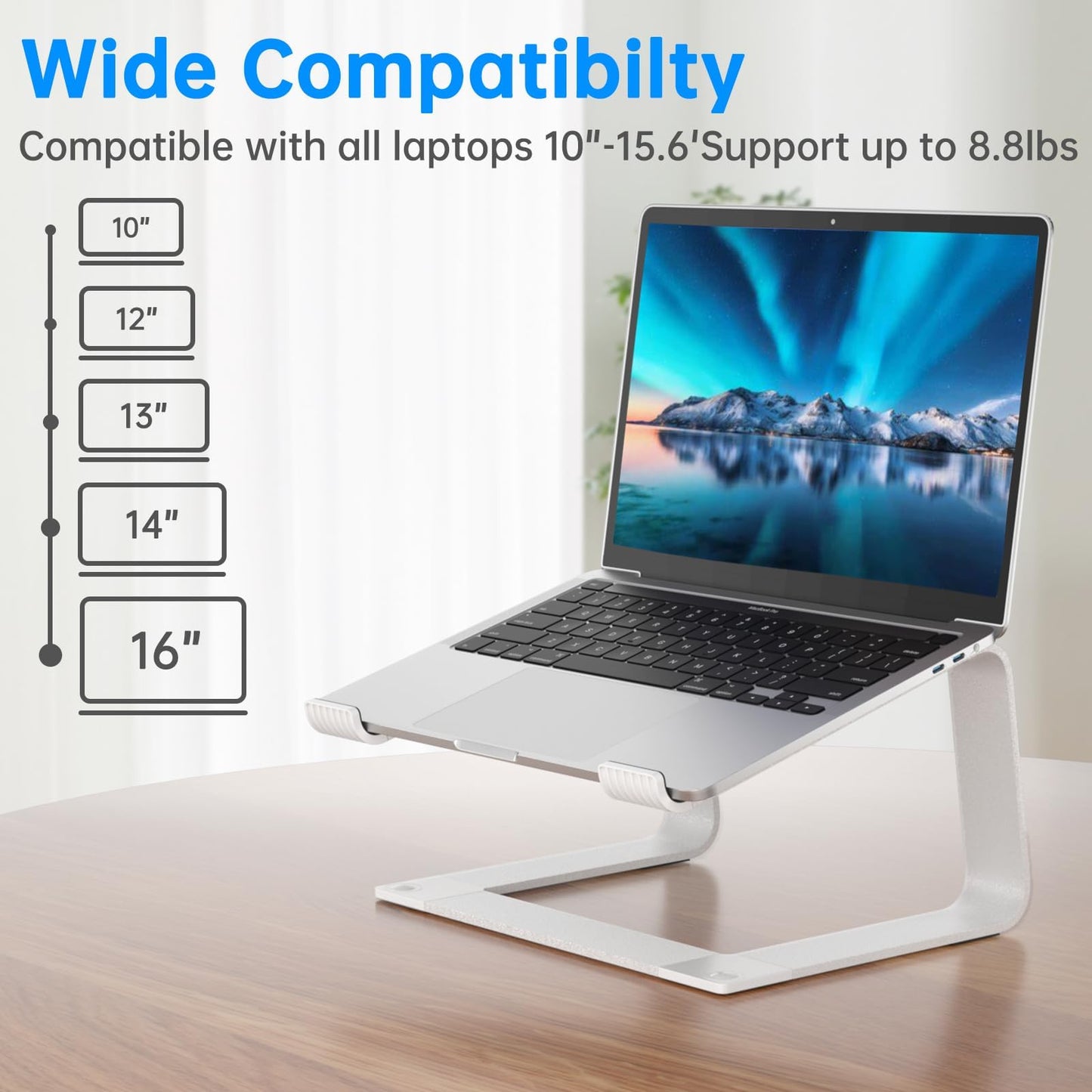 GleYo Laptop Stand for Desk Portable Computer Riser Metal Notebook Holder Printer Stand Office Desk Accessories Compatible with MacBook Air, Pro