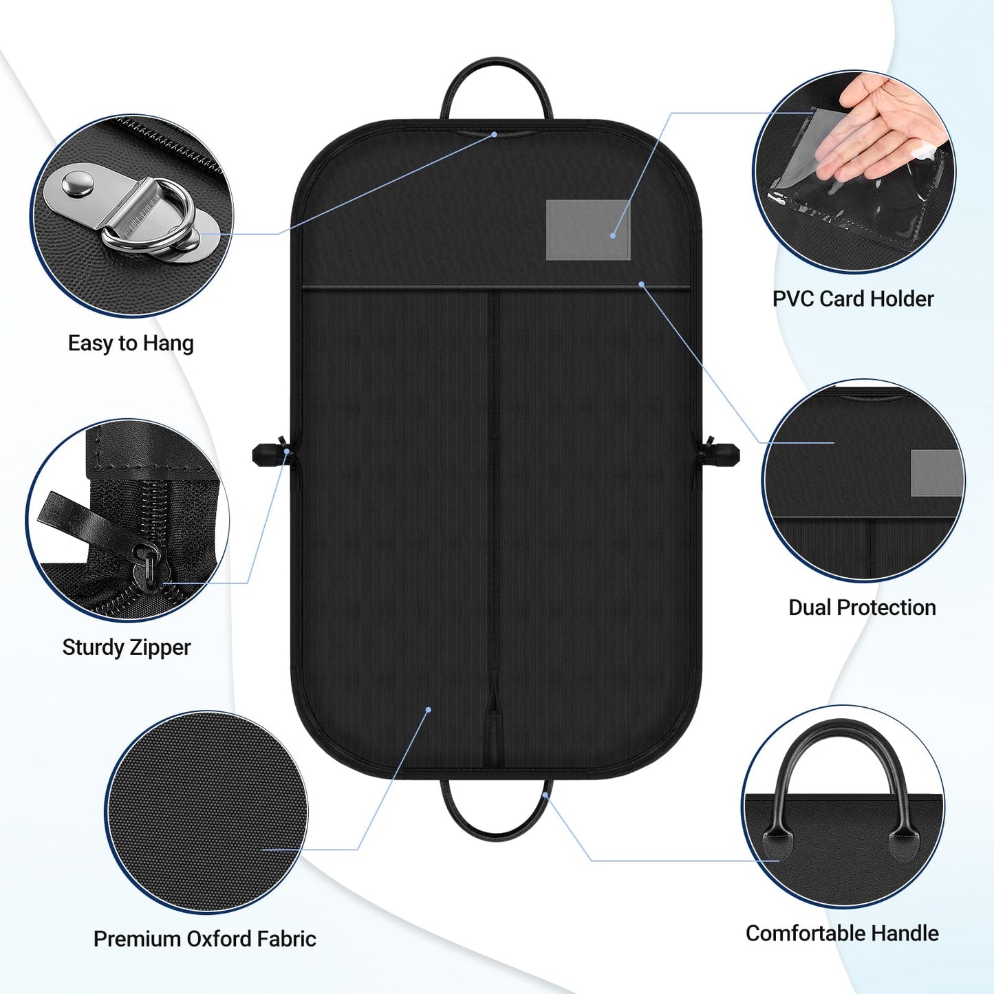 Suit Bags for Men 100 x 60 CM, Premium Oxford Fabric Garment Bags Dust-Proof & Prevent Moths Suit Cover | Clothes Covers - Ideal for Travel