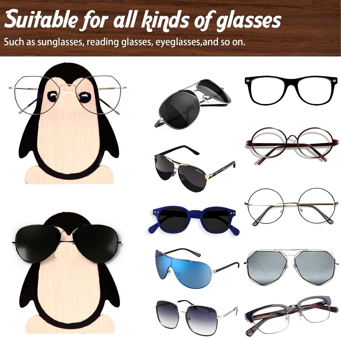 Vibbang Wood Glasses Holder Stand, 3D Wooden Puzzle Eyeglasses Stand