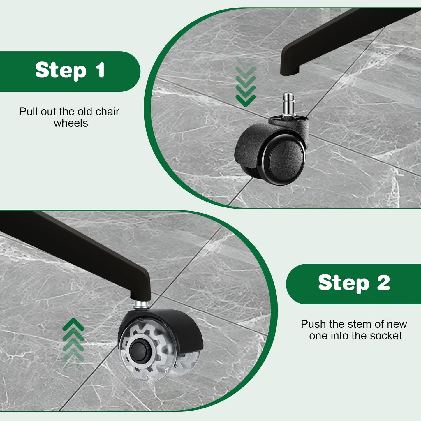 Faankiton 5 Office Chair Wheels, Universal Chair Caster Wheels Replacement