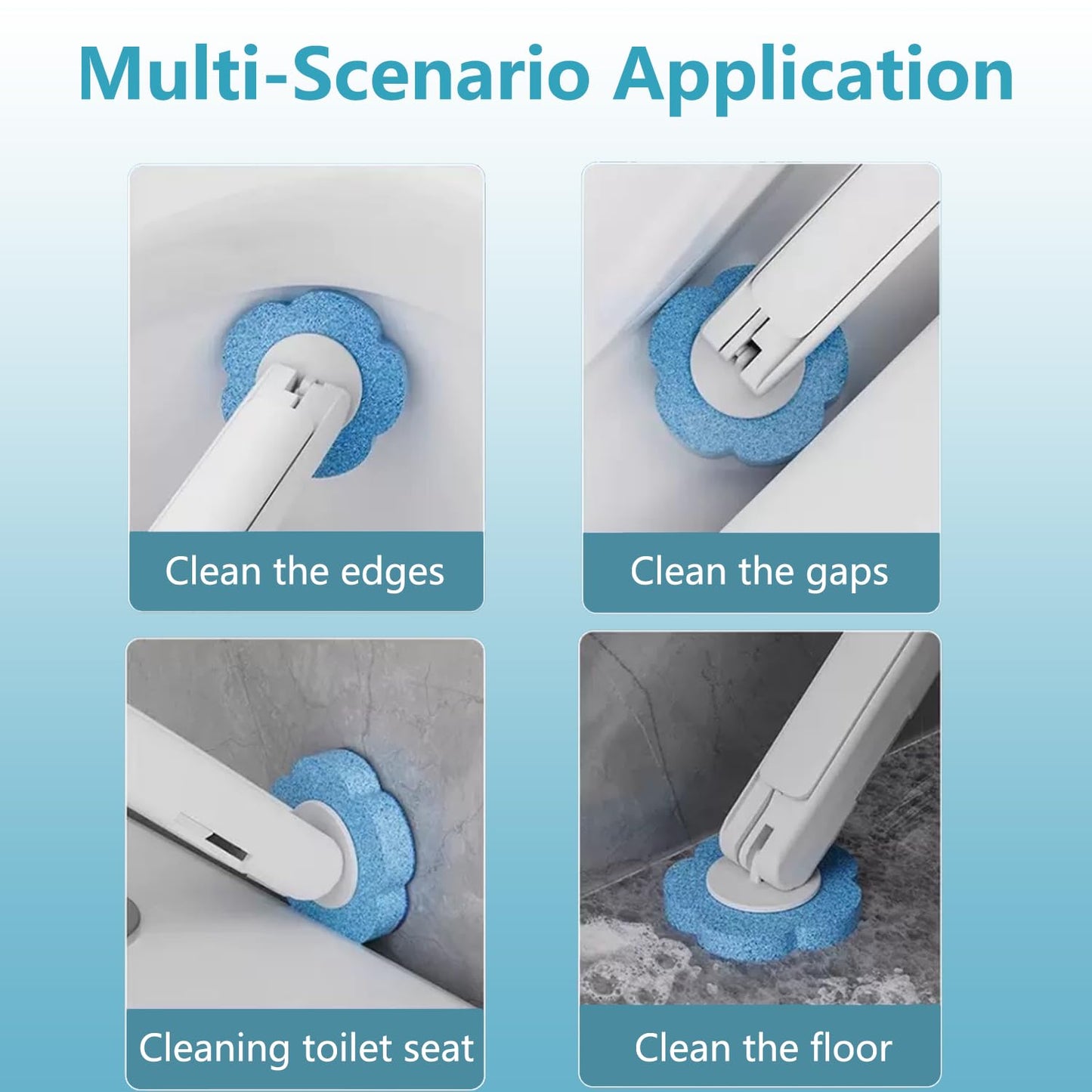 Disposable Toilet Brush 2Pack with 24 Refill Sponges, Wall Mounted Toilet Cleaning Wand System with Holder for Bathroom, Sink, Bathtub