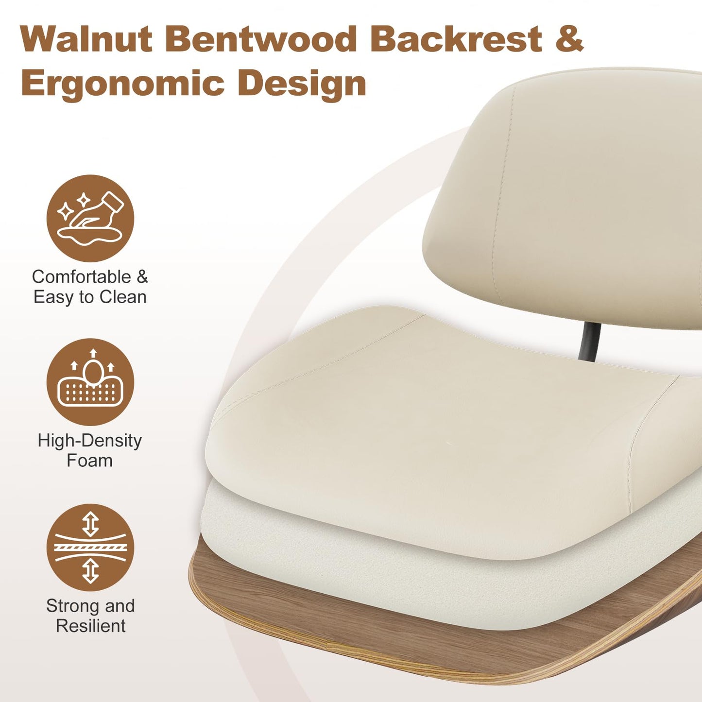 BERYTH Office Chair Comfy Small Ergonomic Office Chair with Wheels Desk Chair Modern Swivel With Adjustable Height Capacity up to 136 kg Study