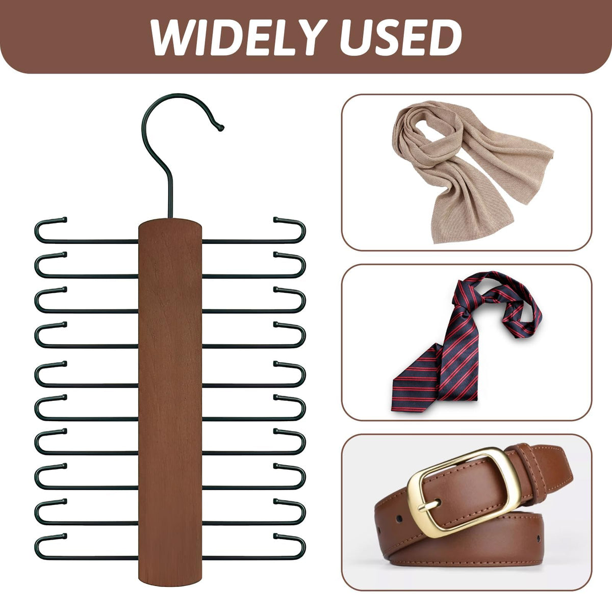 Tie Hanger for Wardrobe with 20 Non-Slip Storage Capacity 360 Rotating