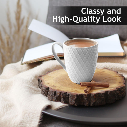 MIAMIO 6 x 400 ml Coffee Mug Set/Mug - Modern Ceramic Mug Matt - Coffee Mug Large - Palmanova Collection (White)