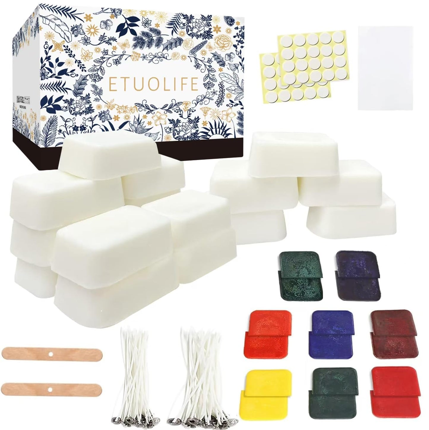 Soy Wax for Candle Making,Candle Wax,Candle Making Kit,Candle Making Supplies 960g Soy Wax,Candle Dyed Wax,Candle Wick Sticker,Candle Making Kits for