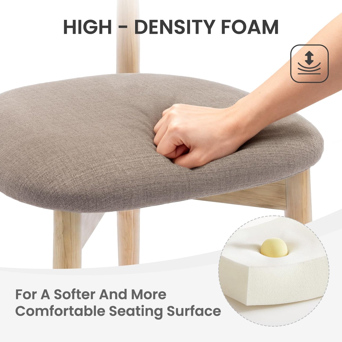 COLAMY Modern Dining Chairs Set with Wooden Legs – Upholstered Fabric Dining Room Chairs with Curved Backrest, Soft Cushion Seat