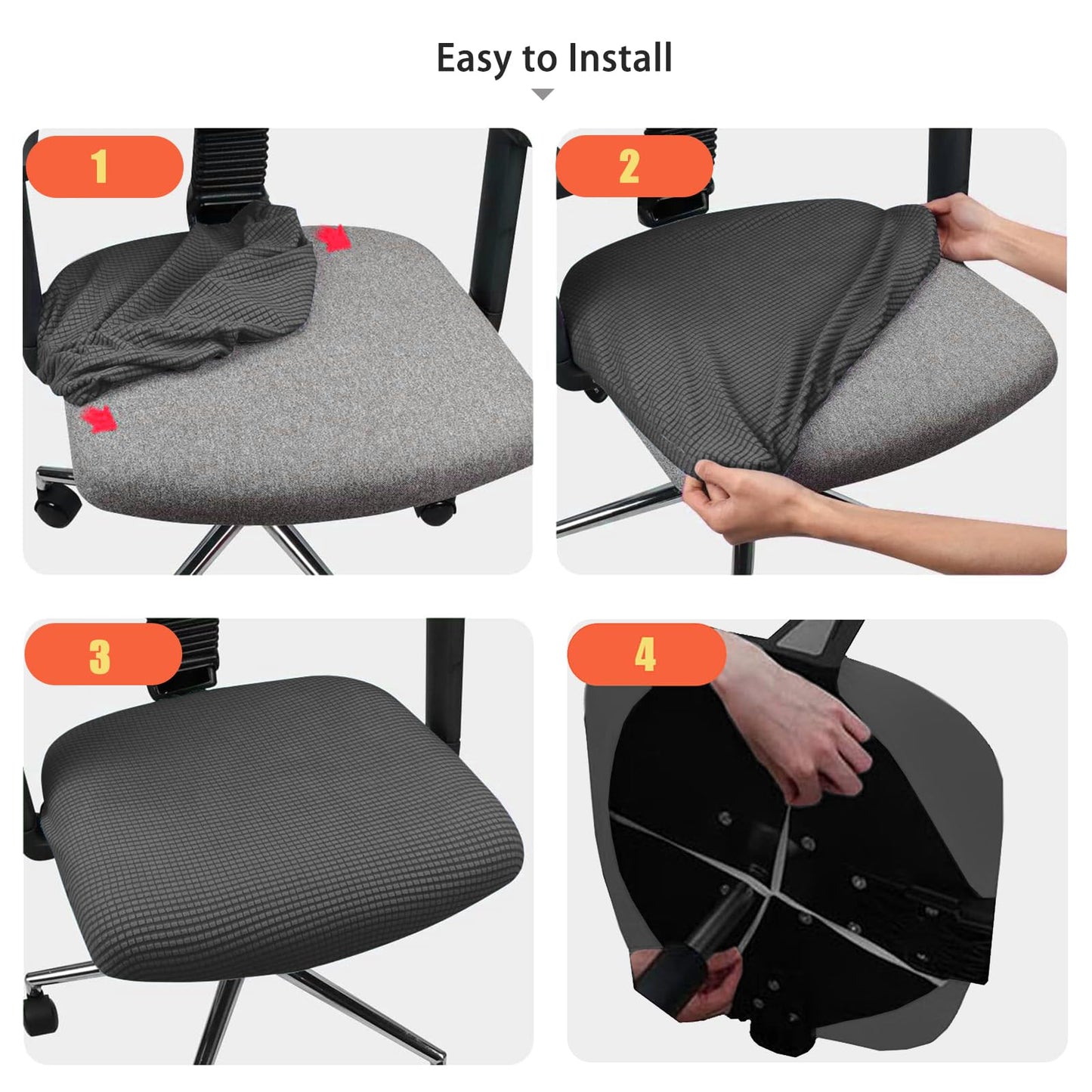 FYTXSZ Office Chair Seat Cover Stretch Elastic Universal Fit Washable Slipcover Seat Protector for Desk Swivel Computer Chairs