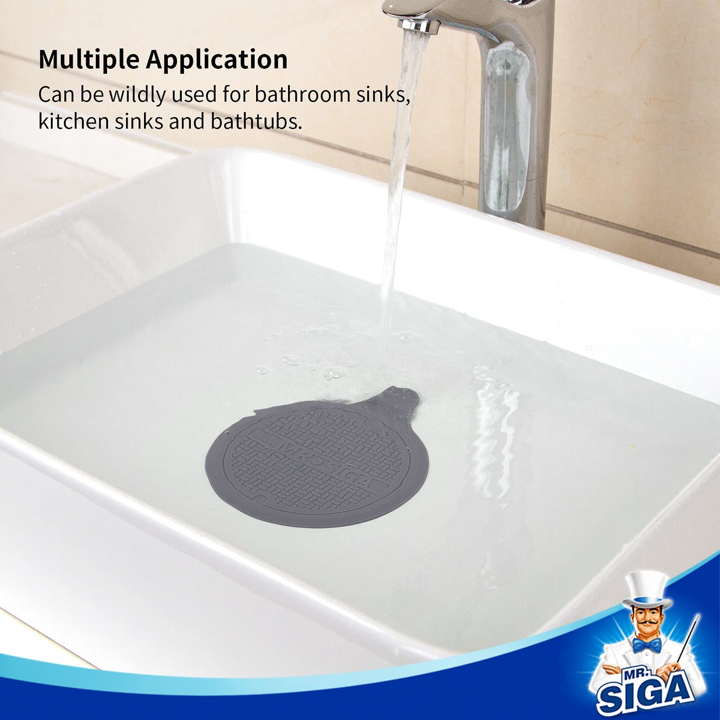 MR.SIGA Silicone Bathtub Stopper, Drain Stopper for Shower, Sink, 3 Pack