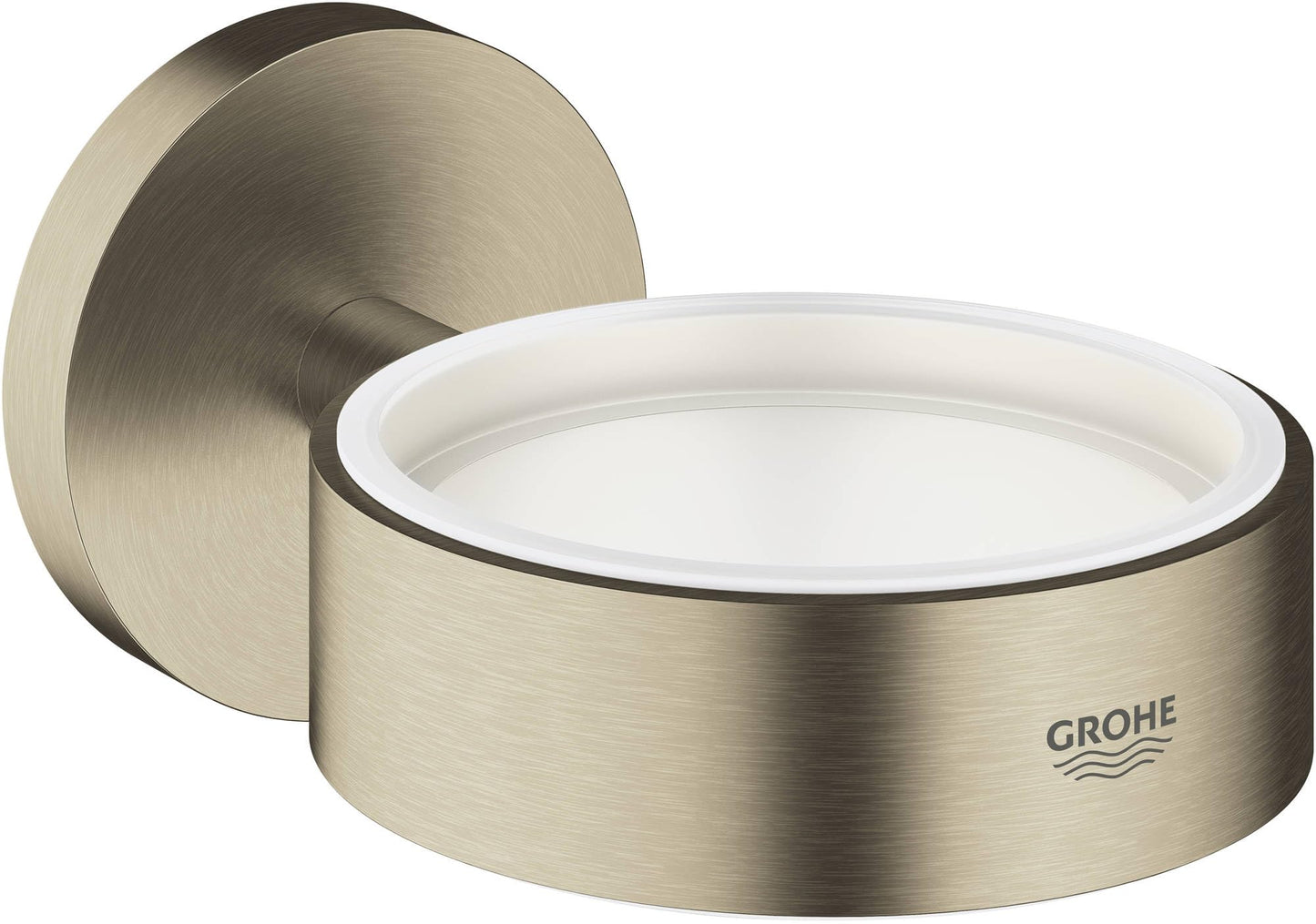 GROHE Essentials Holder for Use with the Glass, Soap Dish or Soap Dispenser, German Engineered, Metal in Brushed Nickel and with Concealed Fastening,