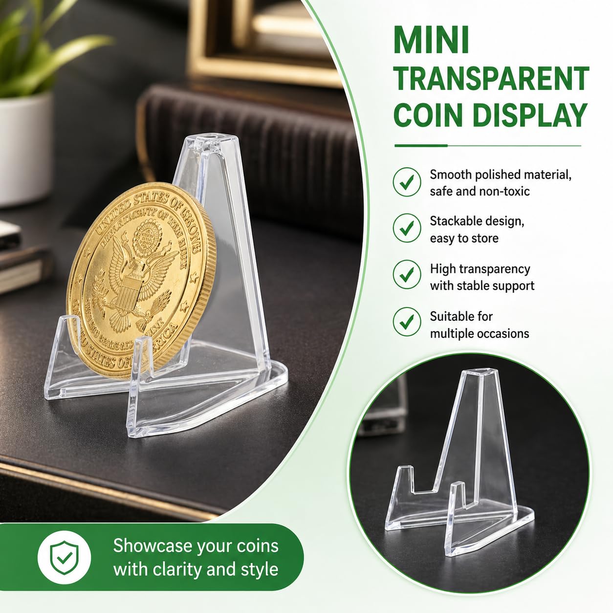 40Pcs Card Display Stand Mini Clear Acrylic Easel Stands Coin Display
