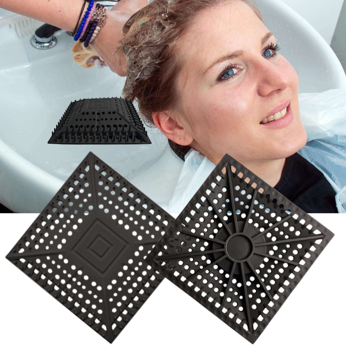 iAnomla Shower Drain Hair Catcher, Upgraded 2Pack Square Premium Silicone Drain Protector & Shower Drain Cover for Regular Floor Drains of Shower