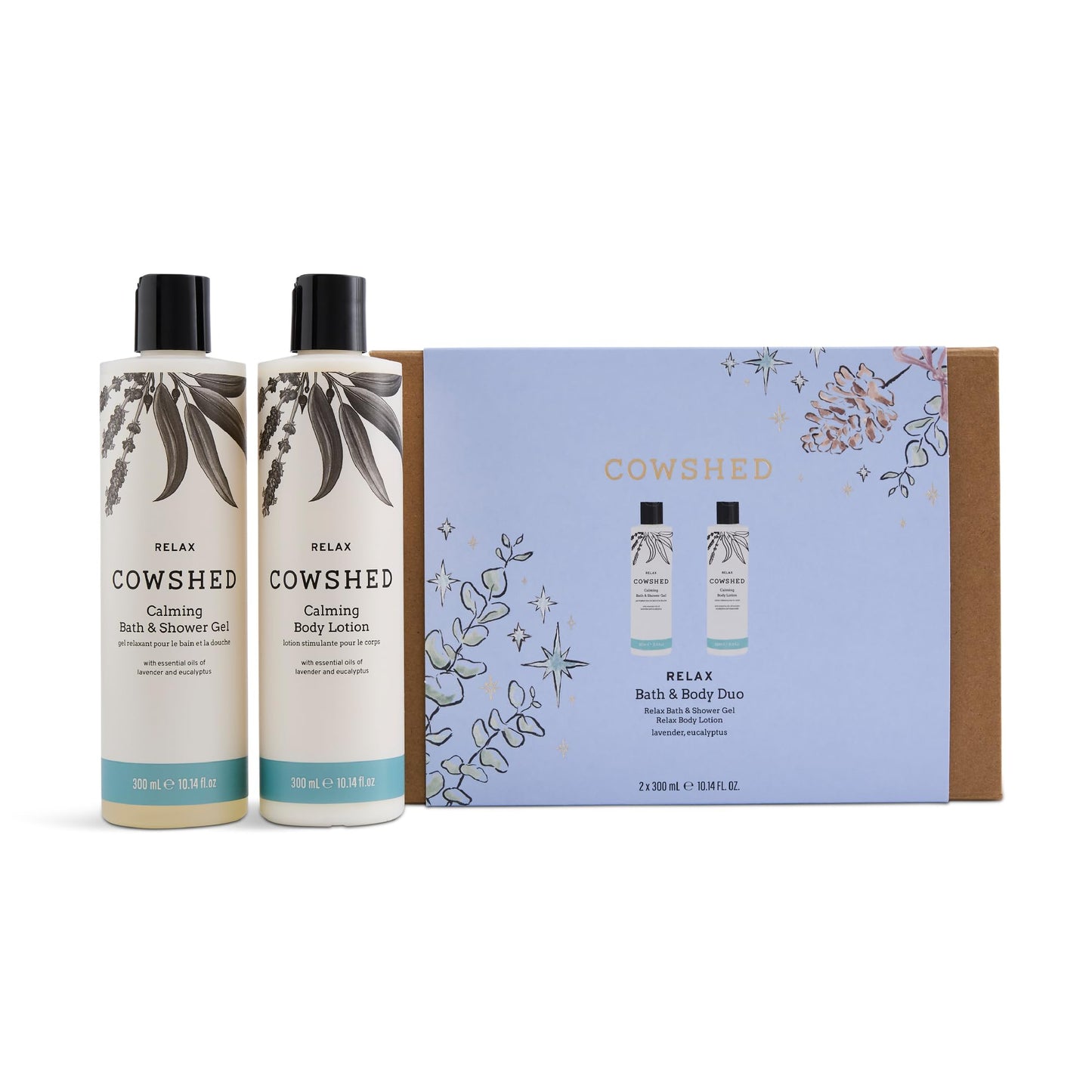 Cowshed Relax Bath & Shower Gel and Relax Body Lotion Duo - Vegan Body Wash for Women & Men | Paraben-Free Body Luxury Bath Sets | Lavender Bath